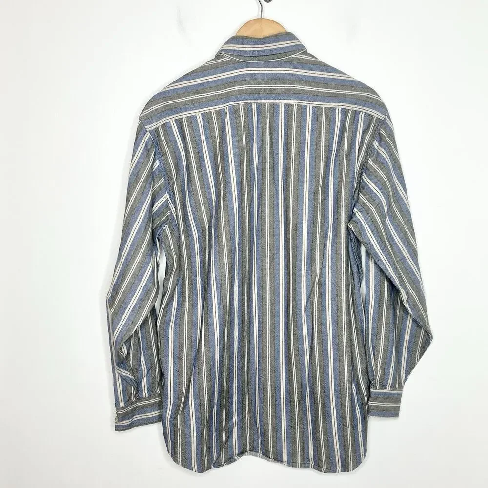 Carhartt Vintage Mens Striped Shirt Size L Work Chore Engineer Twill Button up